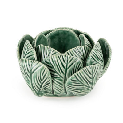 Candlelight Small Green Reactive Glaze Ceramic Tea Light Holder - image 1