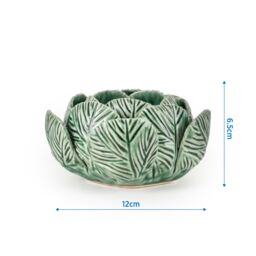 Candlelight Small Green Reactive Glaze Ceramic Tea Light Holder - thumbnail 2