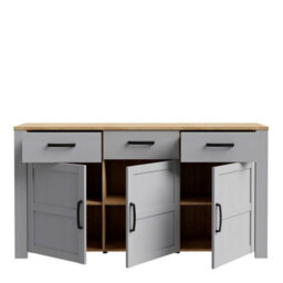 Wyld Haus Bramblecroft Wide Sideboard In Grey And Natural Oak 3 Door 3 Drawer - thumbnail 6