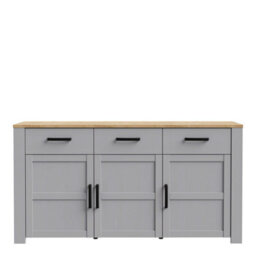 Wyld Haus Bramblecroft Wide Sideboard In Grey And Natural Oak 3 Door 3 Drawer - thumbnail 4