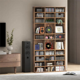 Dvd Cd Media Storage Rack, Video Display Unit, Rustic Brown - thumbnail 4