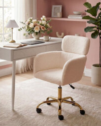 Beliani Desk Chair Alena Boucle Light Beige - thumbnail 2