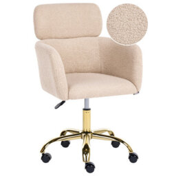 Beliani Desk Chair Alena Boucle Light Beige - thumbnail 1