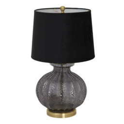Wyld Haus Fernforge Grey Fluted Glass Table Lamp With Black Velvet Shade - thumbnail 2