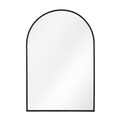 Living And Home Black Aluminium Alloy Arched Bathroom Mirror Hd Float Glass Wall Mount Vanity Mirror 40X60Cm - image 1