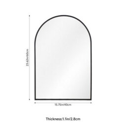 Living And Home Black Aluminium Alloy Arched Bathroom Mirror Hd Float Glass Wall Mount Vanity Mirror 40X60Cm - thumbnail 8
