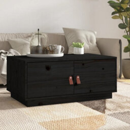 Berkfield Modern Coffee Table Black 80X50X35 Cm Solid Wood Pine - thumbnail 2