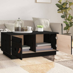 Berkfield Modern Coffee Table Black 80X50X35 Cm Solid Wood Pine - thumbnail 3