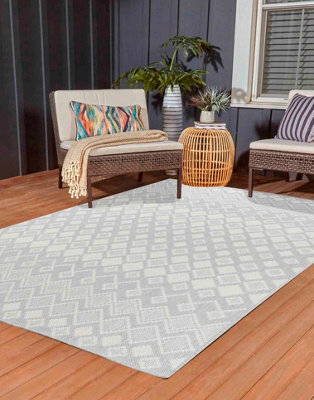 Modern Ikat Design Outdoor-Indoor Rugs Silver 120X170 Cm - image 1