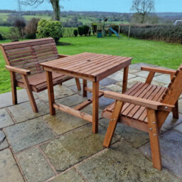 Churnet Valley Garden Furniture Ltd Valley 4 Seat Set 2X2B 99Cm Table - thumbnail 1