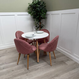 Life Interiors Lucia Dining Set With Round Table And Set Of 4 Lucia Velvet Dining Chairs - thumbnail 2