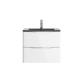 Plum&clay Eden Gloss White Wall Hung Vanity Unit With Grey Glass Basin (W)600mm - thumbnail 5