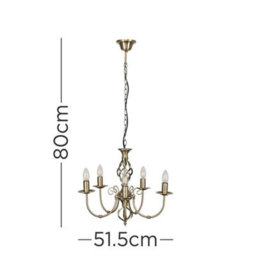 Valuelights Memphis Traditional Style Antique Brass Barley Twist 5 Way Ceiling Light Chandelier - thumbnail 8