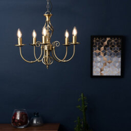 Valuelights Memphis Traditional Style Antique Brass Barley Twist 5 Way Ceiling Light Chandelier - thumbnail 5