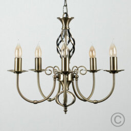 Valuelights Memphis Traditional Style Antique Brass Barley Twist 5 Way Ceiling Light Chandelier - thumbnail 4