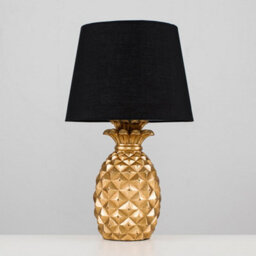 Valuelights Contemporary Pineapple Design Table Lamp In Gold Effect Finish With Black Tapered Shade - thumbnail 4