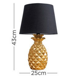 Valuelights Contemporary Pineapple Design Table Lamp In Gold Effect Finish With Black Tapered Shade - thumbnail 9