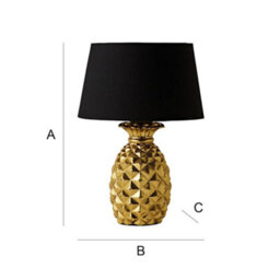 Valuelights Contemporary Pineapple Design Table Lamp In Gold Effect Finish With Black Tapered Shade - thumbnail 8