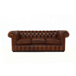 Chesterfield 3 Seater Antique Tan Real Leather Sofa Bespoke In Classic Style - thumbnail 3