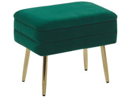 Beliani Dark Green Velvet Storage Bench With Gold Iron Legs, Hidden Storage, Compact Rectangular Design (W49 X D34 X H43Cm) - thumbnail 3