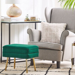 Beliani Dark Green Velvet Storage Bench With Gold Iron Legs, Hidden Storage, Compact Rectangular Design (W49 X D34 X H43Cm) - thumbnail 1