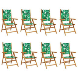 Berkfield Reclining Garden Chairs 8 Pcs Green Fabric And Solid Wood - thumbnail 2