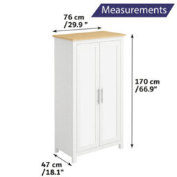 Home Treats Modern White & Pine 2 Door Wardrobe, Stylish Bedroom Storage Cupboard With Hanging Rail & Shelf - thumbnail 2