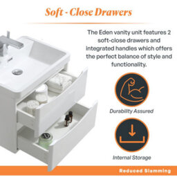 Plum&clay Eden Gloss White Wall Hung Vanity Unit With Resin Basin (W)600mm - thumbnail 6