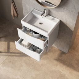 Plum&clay Eden Gloss White Wall Hung Vanity Unit With Resin Basin (W)600mm - thumbnail 3