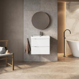Plum&clay Eden Gloss White Wall Hung Vanity Unit With Resin Basin (W)600mm - thumbnail 2