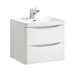 Plum&clay Eden Gloss White Wall Hung Vanity Unit With Resin Basin (W)600mm
