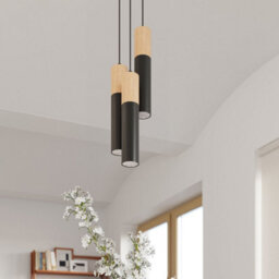 Sollux Lighting Pablo Steel & Wood Natural 2 Light Classic Pendant Ceiling Light - thumbnail 8
