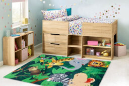 RugsX Bambino 2705 Washing Carpet Animals, Africa For Children Anti-Slip - Green Brown  120X170 Cm - thumbnail 1