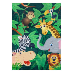 RugsX Bambino 2705 Washing Carpet Animals, Africa For Children Anti-Slip - Green Brown  120X170 Cm - thumbnail 2