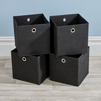 Home Source Fabric Cube Storage Box 4 Pack Black - image 1