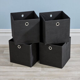 Home Source Fabric Cube Storage Box 4 Pack Black - thumbnail 1