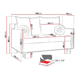 Leon Small Mdf Sofa Bed With Dl Unfolding Mechanism Bonell Spring Storage And Metal Legs 145X94X101 Cm Blue - thumbnail 6