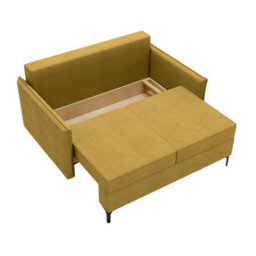 Leon Small Mdf Sofa Bed With Dl Unfolding Mechanism Bonell Spring Storage And Metal Legs 145X94X101 Cm Blue - thumbnail 3