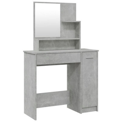 Berkfield Elegant Dressing Table With Mirror Concrete Grey 86.5X35X136 Cm