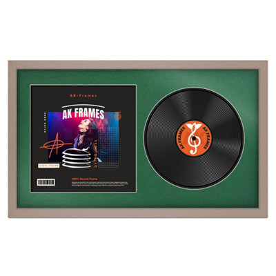"30X17"" Rose Gold Modern Vinyl Record Frame With Emerald Mount For 12 Inch Lp Album Cover & Disc - Ak Frames" - image 1