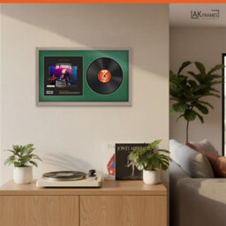 "30X17"" Rose Gold Modern Vinyl Record Frame With Emerald Mount For 12 Inch Lp Album Cover & Disc - Ak Frames" - thumbnail 5
