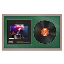 "30X17"" Rose Gold Modern Vinyl Record Frame With Emerald Mount For 12 Inch Lp Album Cover & Disc - Ak Frames"