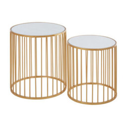 Orsina Nest Of 2 Round Side Tables, Gold Finish Metal Frame With Mirrored Tops, Nesting Tables For Living Room - thumbnail 2