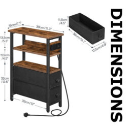 Pirlo Plush Industrial Slim Side End Table With Charging Station And Drawers - thumbnail 9