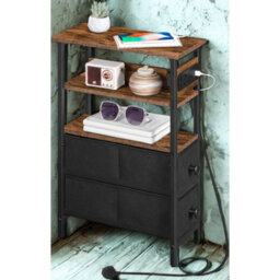 Pirlo Plush Industrial Slim Side End Table With Charging Station And Drawers - thumbnail 8