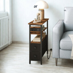 Pirlo Plush Industrial Slim Side End Table With Charging Station And Drawers - thumbnail 7