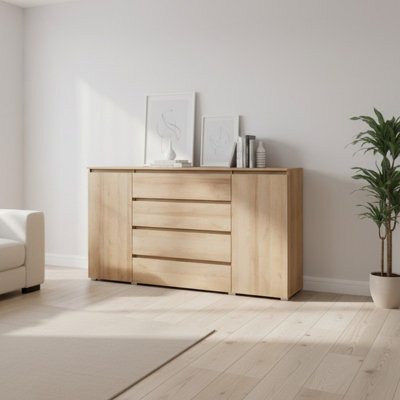Cosmo C06 Modern 4 Drawer Chest Of Drawers Contemporary Oak Riviera Storage Cabinet For Bedroom Or Living Room - image 1