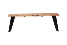 Orsina Acacia Wood Outdoor Seating Bench, Wood Top Outdoor Bench For Picnic, Dining, Sitting, Iron Base