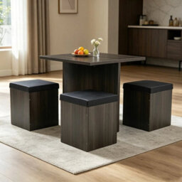 Compact Dining Table And Chairs Space Saving Kitchen Grey Set 4 Small Stools - thumbnail 5