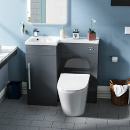 Nes Home 900mm Dark Grey Left Hand Basin Vanity Unit With Toilet Wc - thumbnail 3
